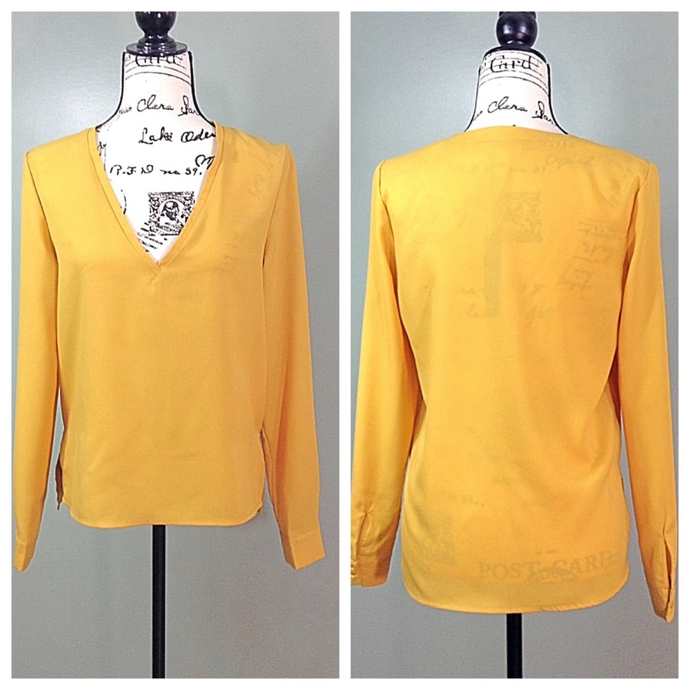 Yellow V- Neck Blouse